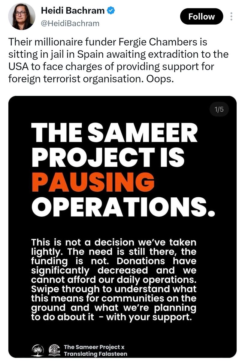 JulianSayarer's tweet photo. This exemplifies the behaviour of the organised jewish community, where you use the US to have a man incarcerated for spending his family wealth to feed people surviving your genocide, then publicly gloat about it. https://t.co/5960SExES7