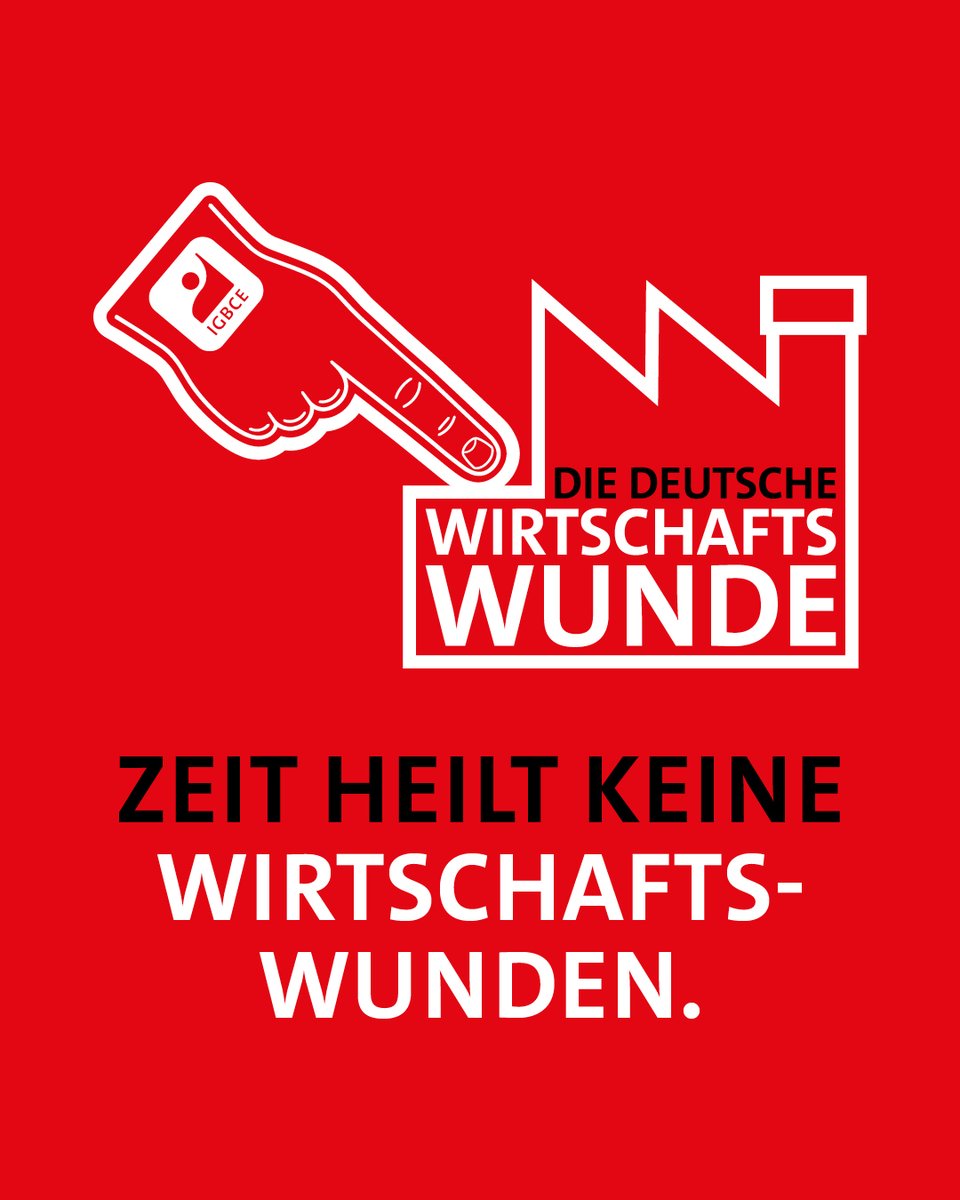 igbce's tweet photo. Mit einer Unterschriftensammlung und einer Kampagne wollen wir die Bundespolitik in den kommenden Wochen aufrütteln, Aderlass und Arbeitsplatzabbau in der Industrie zu stoppen und die Grundlagen für neue Wachstumschancen zu schaffen❗#Wirtschaftswunde

👉 https://t.co/mvWkgXsEok https://t.co/iG6WgZNXPE