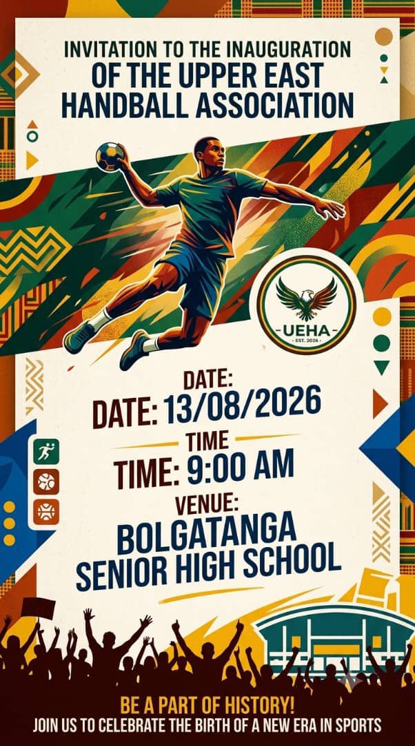 VisitBolga's tweet photo. You are cordially invited to the inauguration of the Upper East Handball Association at Bolga Senior High School (BigBoss). 9AM Sharp! #visitbolga https://t.co/cCU675eylR