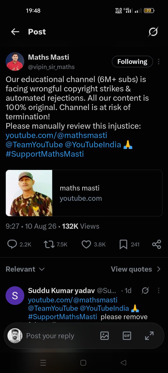 happymu00184893's tweet photo. Math Masti Vipin Sir I support https://t.co/h2fZf6nRvc