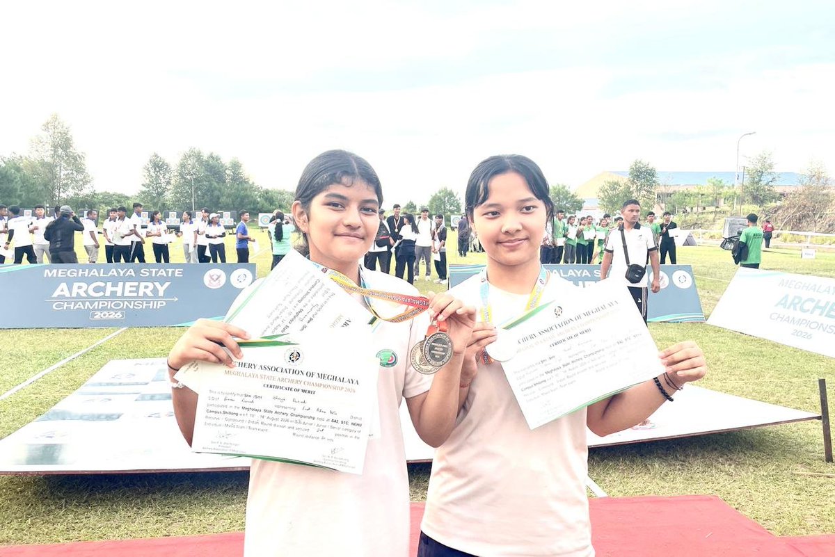 rscsilchar23's tweet photo. Proud moment for KV NEHU Shillong!! 
Heartiest congratulations to Miss Bhavya Dwivedi for winning 2 Silver Medals in Sub-Junior Team &amp; Mixed Doubles events in Meghalaya State Archery Championship 2026.
👏 Congrts also to Miss Nadal Rajkumari for winning Silver Medal in team event https://t.co/NP55NAUpKr