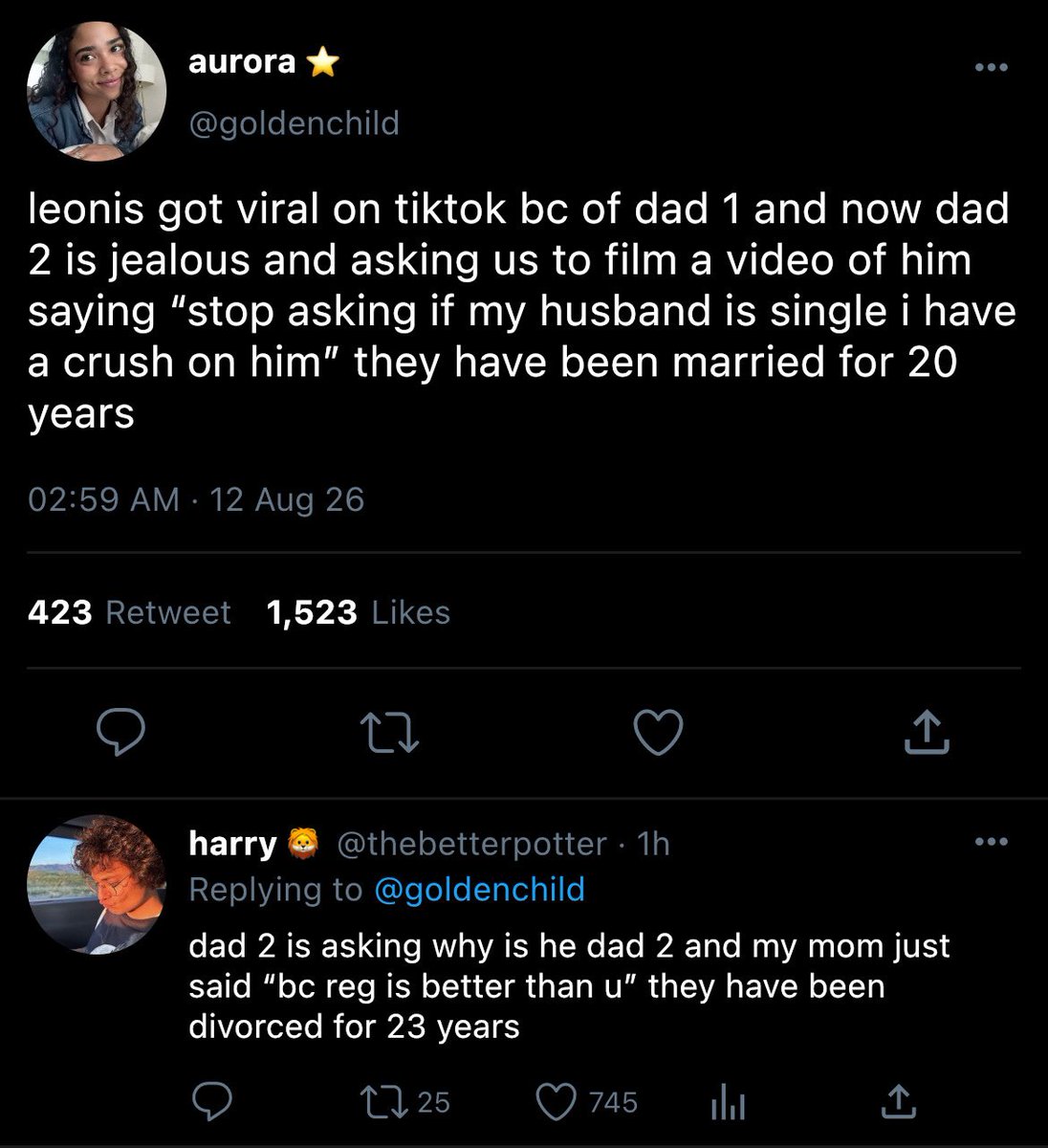 merverse_'s tweet photo. — modern day #jegulus socmed au ! but they are old man now and their children are all unhinged . 

or: snapshots of james and regulus’ life seen through the eyes of their daughter, aurora. 💌 https://t.co/COUqbWETle