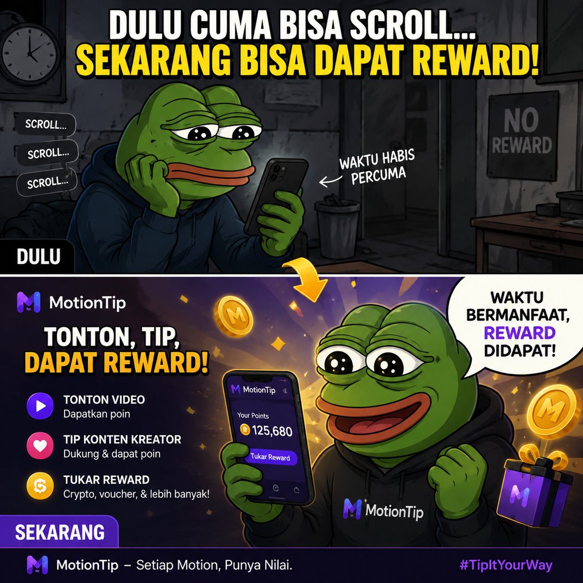 DesiMariz16697's tweet photo. Setiap motion bisa punya value.
🎥 Watch
💜 Tip creators
🎁 Earn rewards
Saatnya ubah waktu scroll jadi sesuatu yang lebih berarti.
MotionTip — Every Motion Has Value. 🚀

@tipmotion @motiontip 
$MotionTip $MOTION https://t.co/GNV4MW1KoZ