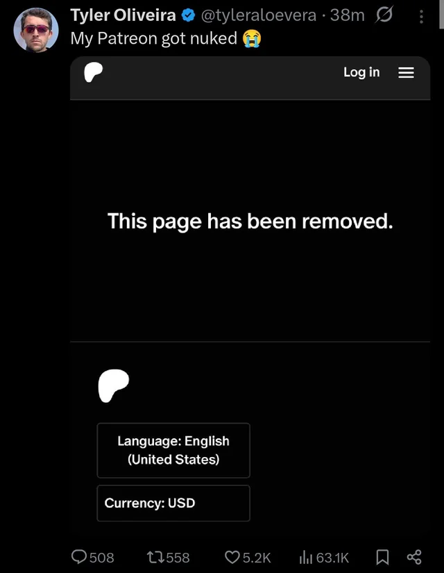 5149jamesli's tweet photo. We can openly denigrate Muslim communities, but Tyler Olivera goes and investigates Jewish enclaves and his Patreon page gets immediately nuked.

It's so obvious who controls the media. https://t.co/Nr6dWHjwTu
