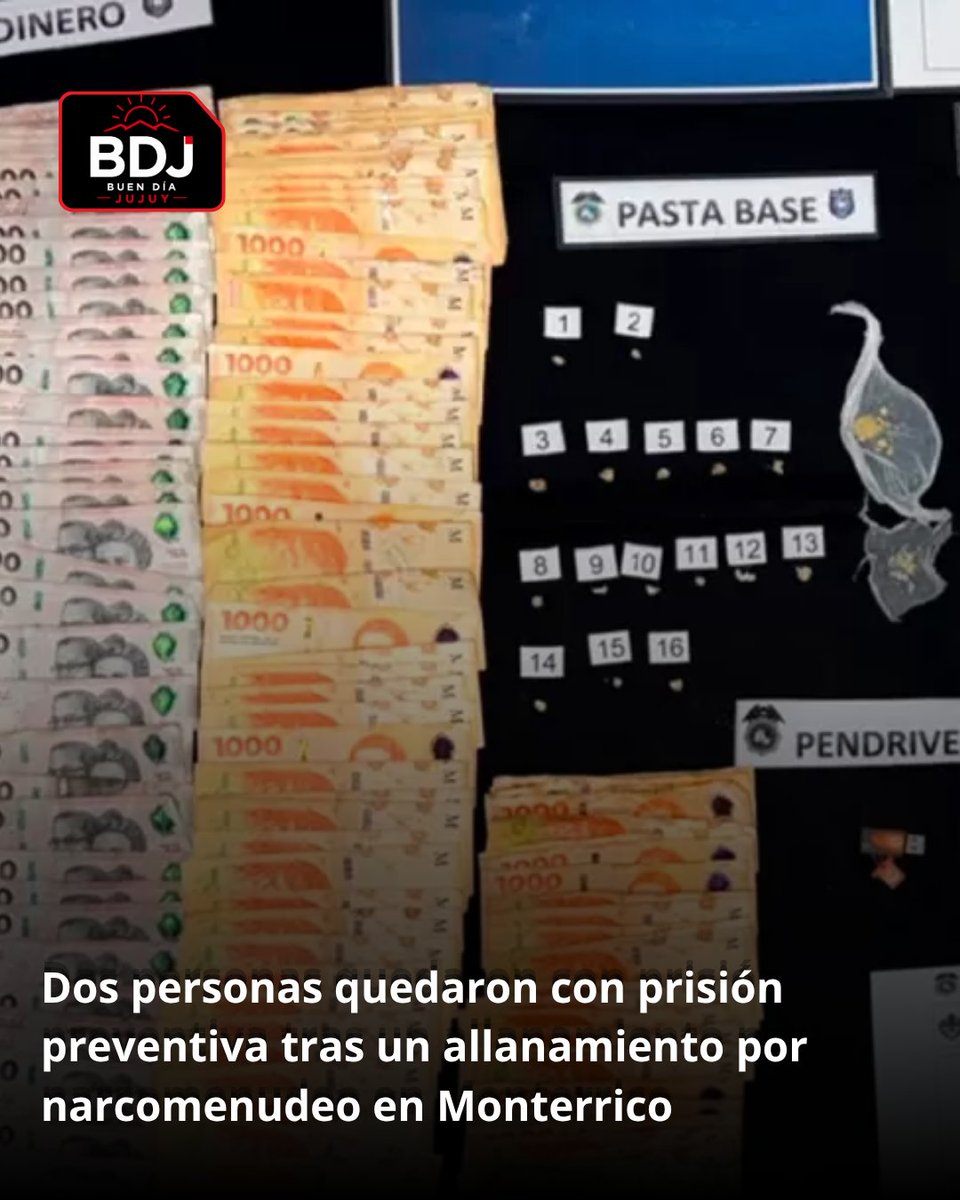 ArgoteDaniel's tweet photo. Dos personas quedaron con prisión preventiva tras un allanamiento por narcomenudeo en Monterrico. Se secuestraron 2,5 gramos de cocaína o pasta base, balanzas de precisión, $355.700 en efectivo y 12 celulares. https://t.co/bWePi7ILfc https://t.co/y0roH4Aw1J