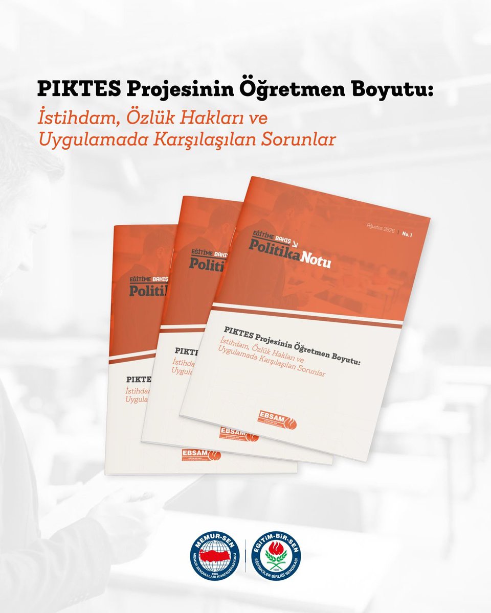 _aliyalcin_'s tweet photo. PIKTES ÖĞRETMENLERİNE KADRO İÇİN YOL HARİTASI ÖNERİMİZİ AÇIKLADIK

Eğitim-Bir-Sen Stratejik Araştırmalar Merkezi tarafından hazırlanıp konunun yetkilileri ve ilgilileriyle paylaştığımız “PIKTES Projesinin Öğretmen Boyutu: İstihdam, Özlük Hakları ve Uygulamada Karşılaşılan Sorunlar” başlıklı Eğitime Bakış Politika Notu’nu kamuoyuna duyuruyoruz. Yıllardır görev yapan öğretmenlerin istihdam ve özlük haklarına ilişkin sorunları yeniden gündeme taşıdığımız Politika Notu’nda Eğitim-Bir-Sen olarak uzun yıllardır Milli Eğitim Bakanlığı bünyesindeki okullarda görev yapan PIKTES öğretmenlerinin kadroya geçirilmesini, proje kapsamında geçen hizmet sürelerinin ve kazanılmış haklarının korunmasını istedik.
▪️ Yaklaşık 10 yıllık hizmet, hala proje statüsü
▪️ 3 bin 80 eğitim çalışanının geleceği belirsiz
▪️ Aynı okulda, benzer görevlerde farklı statüler
▪️ PIKTES’in ulaştığı ölçek, kadro ihtiyacını daha görünür kılıyor
▪️ PIKTES öğretmenleri kadroya geçirilmeli
▪️ Yalnızca kadro değil, sürdürülebilir bir eğitim politikası
▪️Yılların emeği, geçici statüde bırakılmamalı

GENİŞ HABER:
🔎https://t.co/qa9JsKiDkJ

EBSAM BİLGİ NOTU:
🔎https://t.co/rvnijb105e