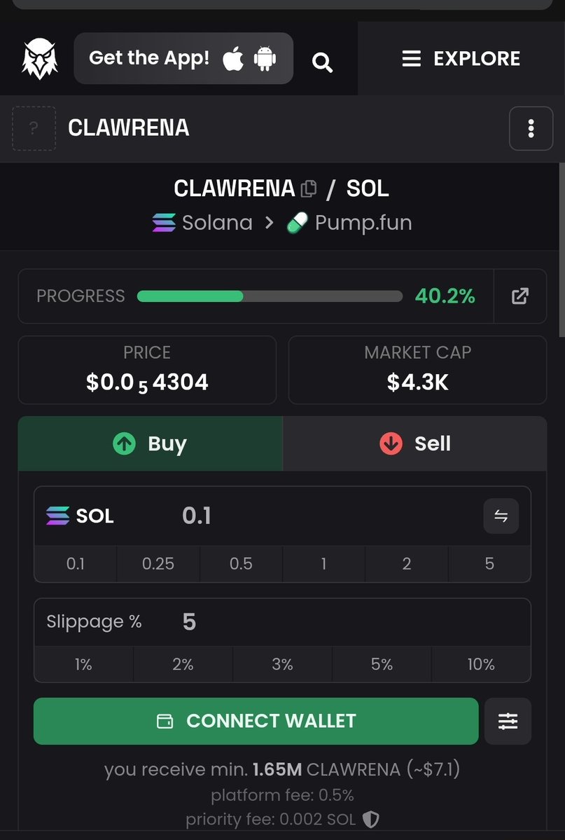 MWMBase's tweet photo. @clawpumptech @solana $CLAWRENA +106.0% (24h)

$5K mcap

https://t.co/bkQ4RSGMi0

@clawpumptech8t

So close 0.1  could make you rich https://t.co/df8CztVIP7