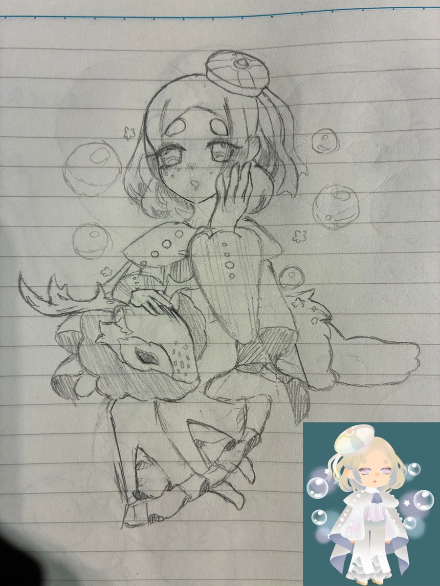 Sorairo0901's tweet photo. このホムちゃん可愛くできたー！と喜んで絵を描いちゃいました
特大リヴリーちゃんが小さくなっちゃったからリヴリーはもう一度研究し直し…。顔可愛く描��た！
#リヴリー　#ホムコーデ https://t.co/nJiICM4CbX