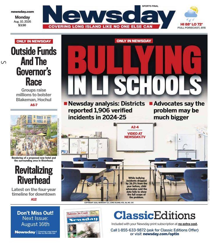 LI_CAB's tweet photo. As students prepare to return to school, Monday's Newsday Media Group's article shines an important light on the continued impact of bullying and the challenges facing kids across Long Island. https://t.co/grAQUSVKX8
