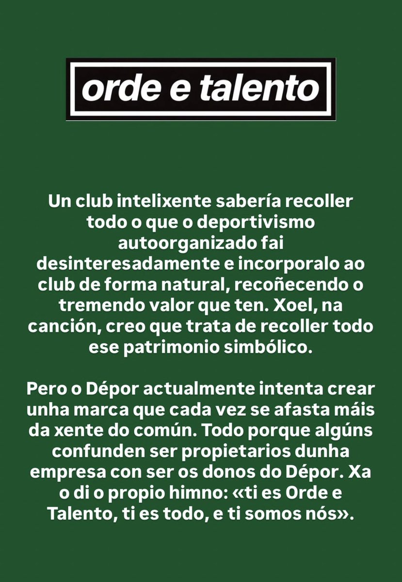 NachoCarretero's tweet photo. Sobre o himno (e sobre a tristísima situación social que vive o Depor), a gran conta de IG @ordeetalento fala e fala ben. 

Oxalá pronto unha solución. https://t.co/Dr4DMfHA9y