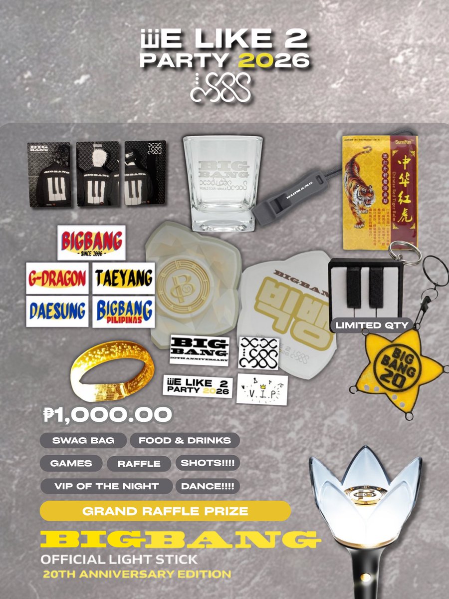WeLike2PartyMNL's tweet photo. 🎹E LIKE 2 WHAT? PARTY!!!

@WeLike2PartyMNL x @BIGBANGFILO brings you back…

#WeLike2PartyMNL2026 to celebrate #BIGBANG’s 20th Anniversary 👑 

📍 Roppongi 128, QC
📅 081526, 08:00PM
💫 ₱1,000
🎉 https://t.co/8osAONYUBx or scan the QR code for RSVIP! https://t.co/GPJ12NLmFm