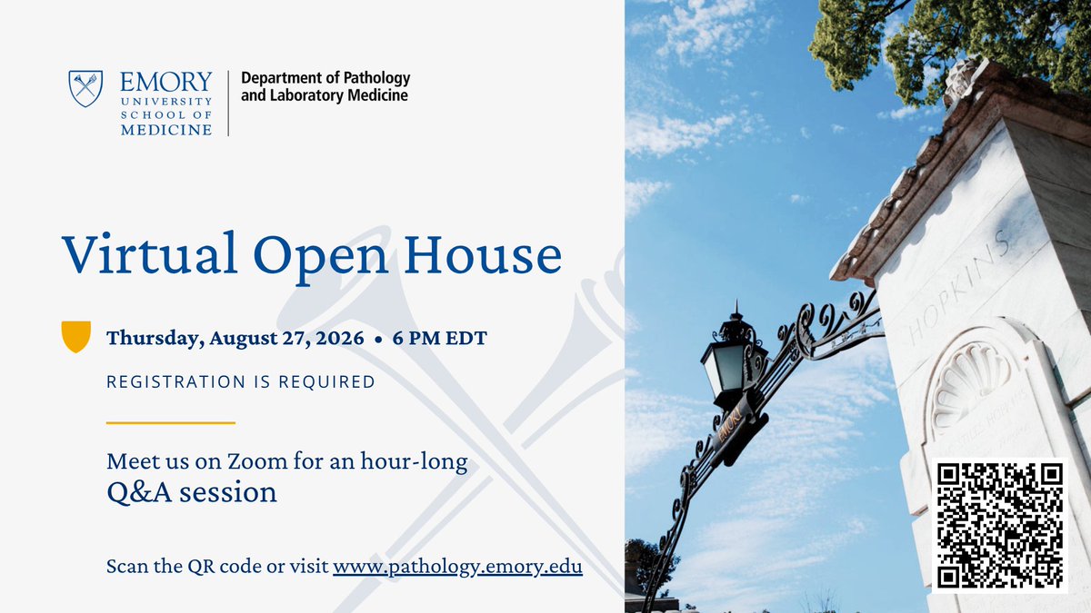EmoryPathology's tweet photo. We're hosting multiple virtual Q&amp;A sessions! Connect with program leadership, ask questions, and get an inside look at #EmoryPathRes.  

🔗https://t.co/gs979W3VkS

#Path2Path #PathMatch27 #PathMatch2027 #PathResidents https://t.co/TSNZOXkCMV