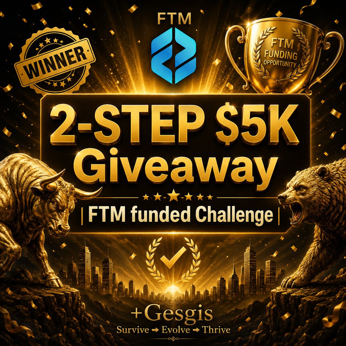 gesgisment's tweet photo. Congrates to me! 🙏🎉 Thrilled to be one of 🏆 @FTMarketslive 2-STEP $5K Giveaway 🎁 winners. Grateful for the chance by a prop firm known for exceptional payout speed &amp; customer support. Time to make this opportunity count! 

🎯 Survive➙Evolve➙Thrive 🚀

#FTM #FTMPayoutSpeeds https://t.co/P9ME6i2pSv