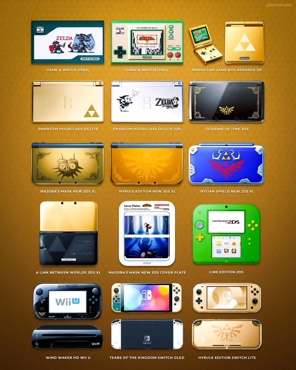 danielreen's tweet photo. Edição especial de consoles Nintendo baseado em Zelda não é algo novo, mas que deixa a gente sempre na vontade de comprar todos (exceto aquele 2DS verdão ali).

Meu favorito é o 3DS azul com as cores do Hyrule Shield. 

E o seu? https://t.co/9BvONMrj64