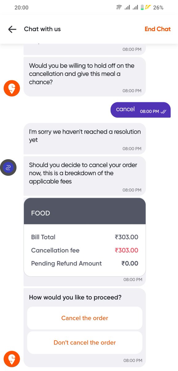 ManiEarnsIt's tweet photo. I accidentally hit the order button before checking my cart. I tried to cancel the order before paying, but I had the “Pay Later” option selected, so the amount was automatically charged before I could confirm anything.
Within the next second, I raised a cancellation request, but it turned into a conversation with AI. It felt like a war—the AI kept asking, “Do you want to cancel?” repeatedly.
Finally, it showed the cancellation fee as the full payment amount, and the discount wasn’t even applied. So I ended up with food I never intended to order.@SwiggyCares
What kind of cancellation mechanism is this, Swiggy? Even Zomato has an option to cancel within 1 minute of placing an order and get a full refund
@Swiggy worst paying mechanism, 

This is the first time I’ve had such a bad experience with Swiggy after using it for more than a year. I’m also a Swiggy One member.@Swiggy