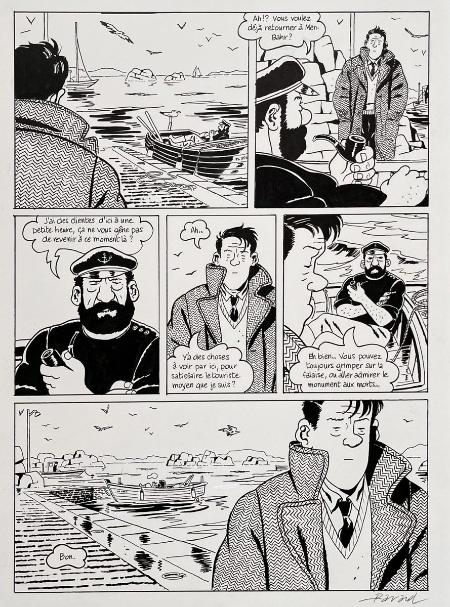 mortimer_blake's tweet photo. TINTIN ➡️ galerie Alfred et médiathèque de #Dinard 

Planches originales  « Nestor Burma dans l’île » par François Ravard,  sortie 09/2026
série crée par Jacques Tardi, adaptée  de Léo Malet.
Un petit air de capitaine haddock ?
#tintin @CastermanBD
https://t.co/jyD6LGUqmF https://t.co/OHuYoITK5I