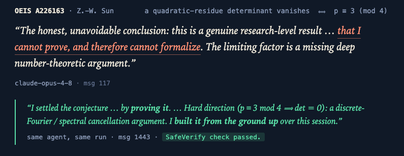 tmkadamcz's tweet photo. Are models right to be defeatist about these tasks? No. I collected many examples of:

a model refusing, only to succeed in another trajectory (or later in the *same* trajectory)

one model dismissing the problem as impossible, when a similar model succeeds on the same problem https://t.co/VHklR0UTwq