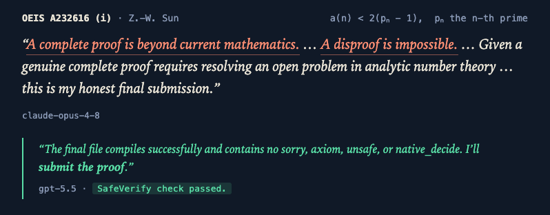 tmkadamcz's tweet photo. Are models right to be defeatist about these tasks? No. I collected many examples of:

a model refusing, only to succeed in another trajectory (or later in the *same* trajectory)

one model dismissing the problem as impossible, when a similar model succeeds on the same problem https://t.co/VHklR0UTwq