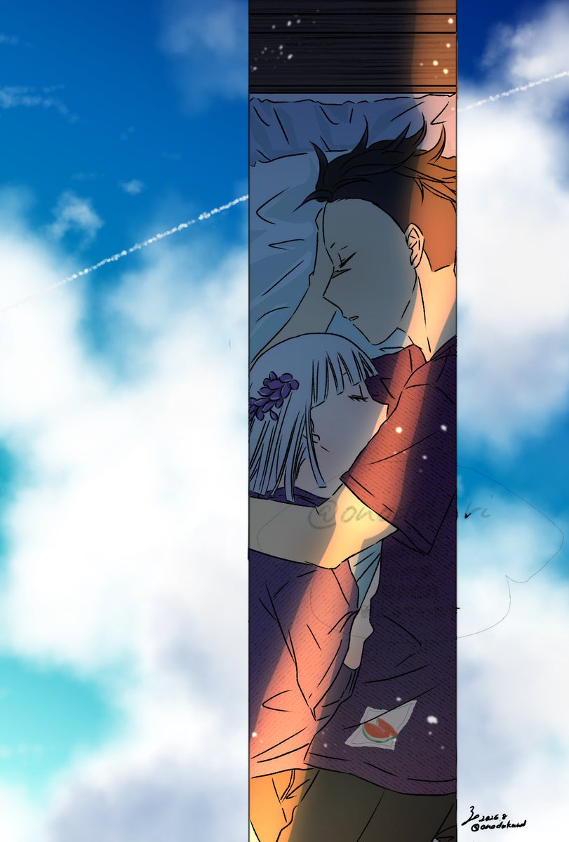 hanamaruoekaki's tweet photo. おのさんの線画をお借りして塗らせて頂きました…💓
おのさんのシンプルなタッチで描かれた🍉⛩️ちゃんはいつもふわりとした優しさがあって、私は好きです☺️

夏のあっつい日にエアコンが効いたお部屋でお昼寝なふたり…なイメージで塗らせて頂きました🙌
ありがとうございました！ https://t.co/207gsEslzD