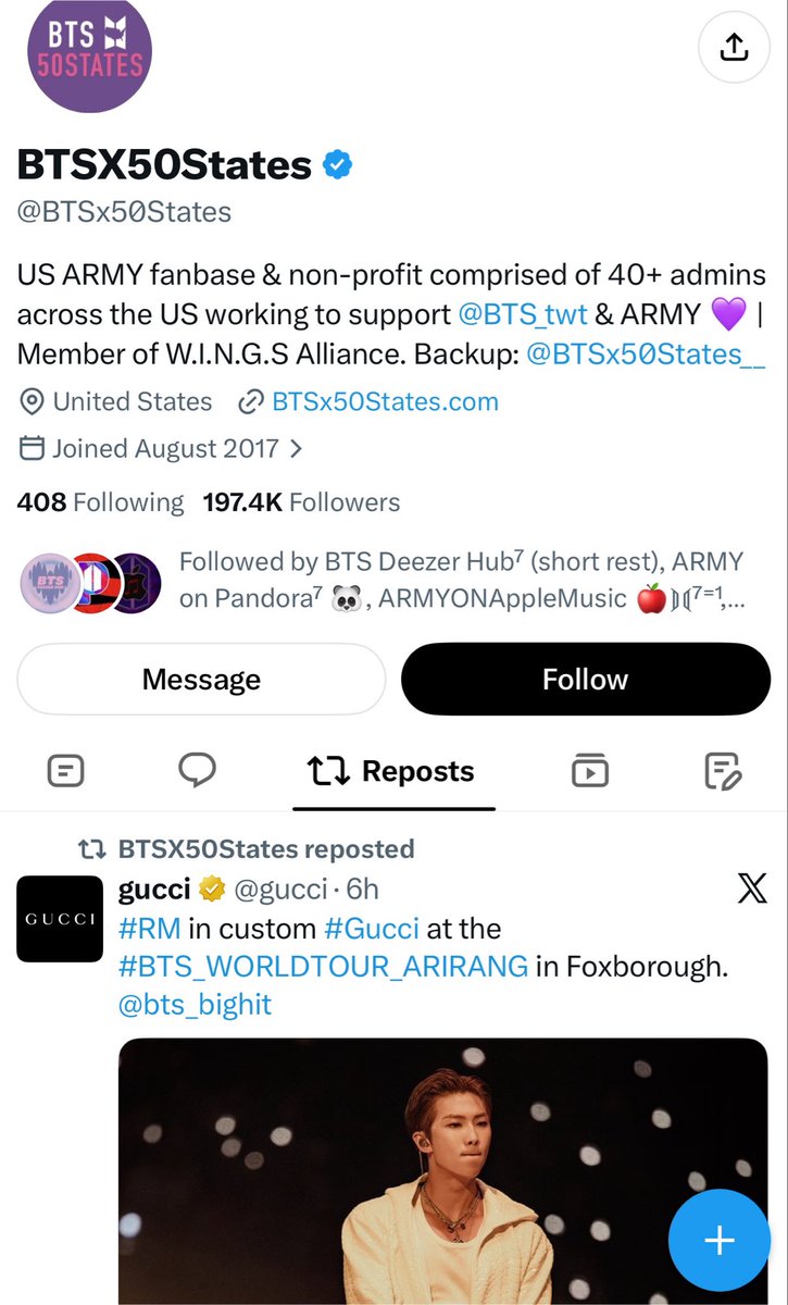 drpeppermilk's tweet photo. It’s 2026 and we’re all having fun with the tour but these so called ARMY fanbases are still acting as antis retweeting Gucci’s post of RM but not their post of Jin when he’s the global ambassador. Unfollow these fake OT7s NOW‼️

@BTSxBRAZIL @BTS_ARMY @BTSxUKCharts @BTSx50States https://t.co/BKHGdCqHn7