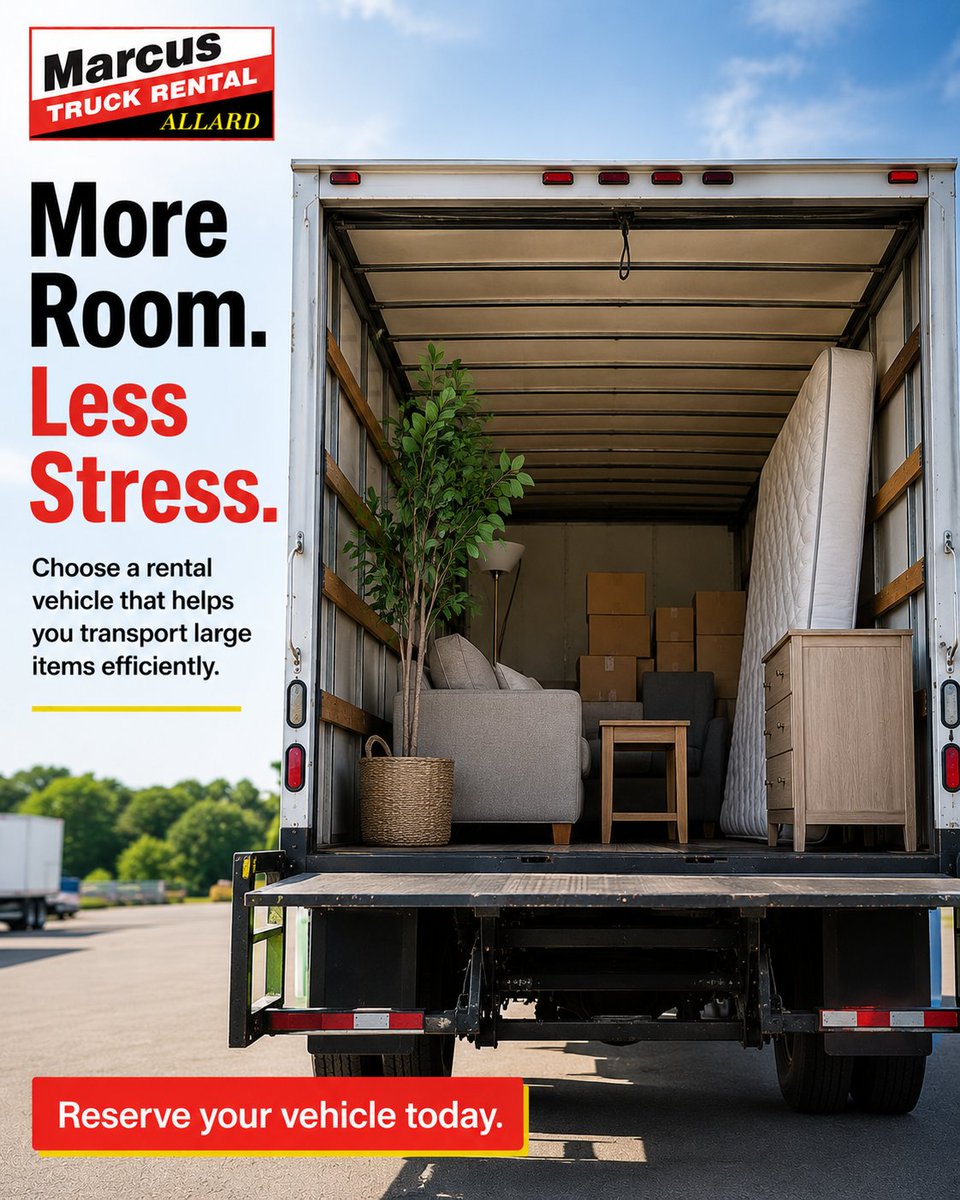 MarcusRental's tweet photo. Large items require space and flexibility. Choose a rental vehicle that helps make transporting oversized purchases easier. Visit our website.
#LargeItemTransport #TruckRental

https://t.co/kvlF6bCNuq https://t.co/UgB2NQpijh