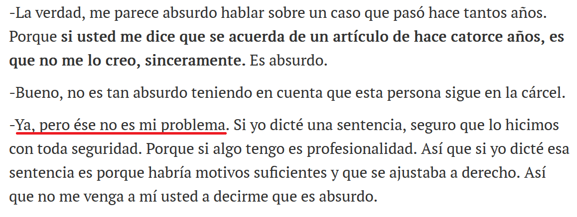 ExpertoIgualdad's tweet photo. Nunca olvidaré que Margarita Robles mandó a un hombre 14 años a la cárcel, por no molestarse en comprobar unas pruebas que demostraban su inocencia.

Cuando se lo recriminaron años después, ella dijo que "ese no es mi problema".
Esta es la calaña de nuestros ministros. https://t.co/uYjAwBJaOu