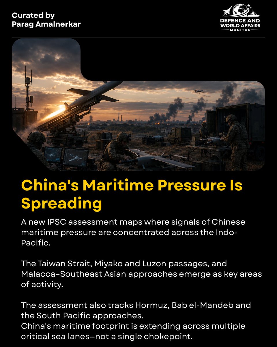 DefWorldMonitor's tweet photo. #China's maritime expansion tells another part of the story.
Its growing carrier #fleet and focus on key #IndoPacific sea lanes show that power projection increasingly depends on networks of platforms, sensors and logistics not ships alone.
4/8 https://t.co/RYpKCTL3Iz