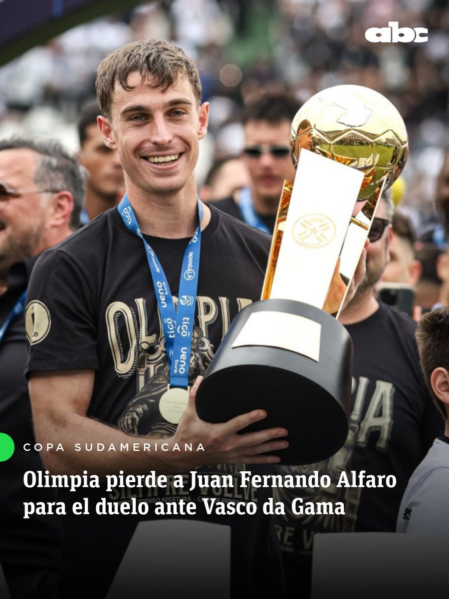 ABCDeportes's tweet photo. BAJA DE ÚLTIMO MOMENTO 🚨

Pablo “Vitamina” Sánchez, DT de Olimpia, confirmó en conferencia de prensa que no podrán contar con Juan Alfaro para enfrentar a Vasco da Gama ❌⚪️⚫️

🗣️ “No vamos a poder contar con Juanfer Alfaro, pasó mal la noche y está hospitalizado. Tiene un problema estomacal.”

🚨EN VIVO https://t.co/LdH5a9cvul