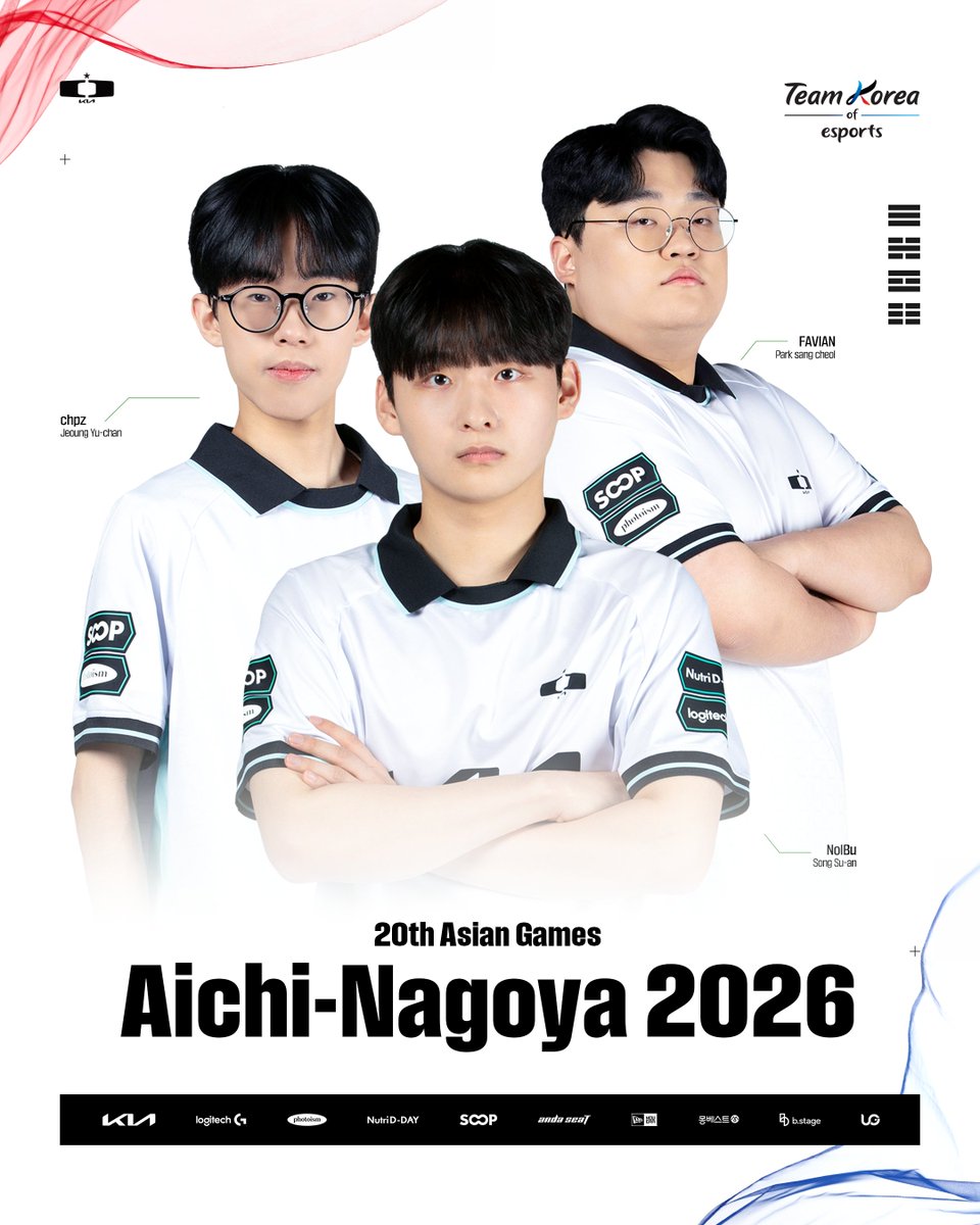 DplusKiaEsports's tweet photo. 2026 아이치 나고야 아시안게임 
대한민국 이스포츠 국가대표 PUBG Mobile 종목

FAVIAN 박상철 · NolBu 송수안 · chpz 정유찬 선수가 출전합니다.
선수들에게 많은 응원 부탁드립니다🔥

2026 Aichi-Nagoya Asian Games, Team Korea PUBG Mobile Esports
Show them your support and cheer them on! 🔥

#SeeTheUnseen #우리모두의국가대표 #대한민국이스포츠국가대표
#TeamKoreaofesports #DplusKia