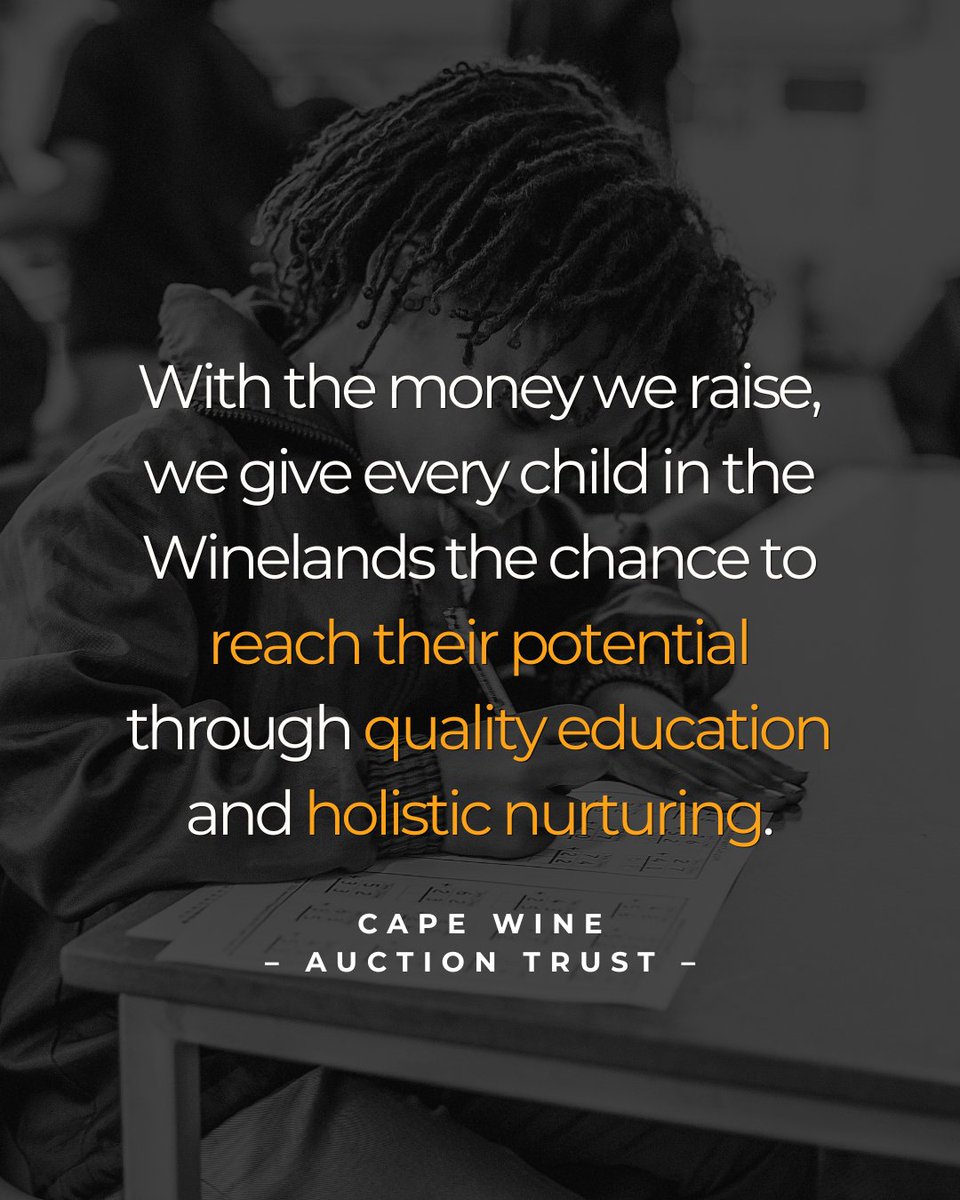 CapeWineAuction's tweet photo. Education is shaped by more than classrooms alone.

It needs care, nutrition, safety, confidence, and support that remains present over time.

#CapeWineAuctionTrust #Education #SocialImpact https://t.co/Ywfe9W5J9G