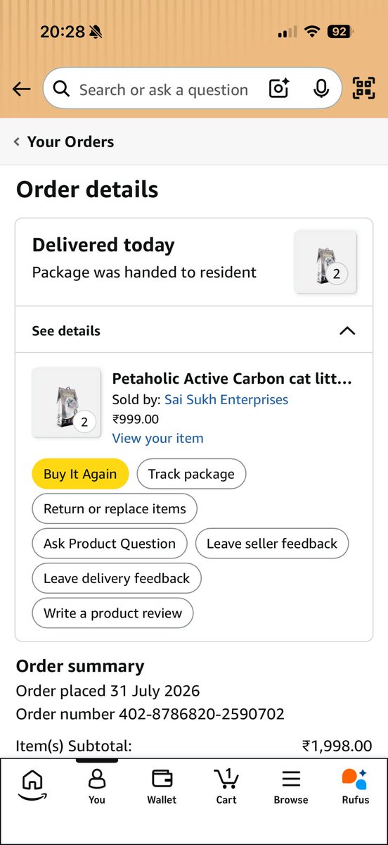 VikasHudz's tweet photo. I raised my concern through chat bot and was told that Amazon team can not revert only by 16 Aug. @nch1915 the Amazon is clearly cheating their customers. https://t.co/MOaROykLyt