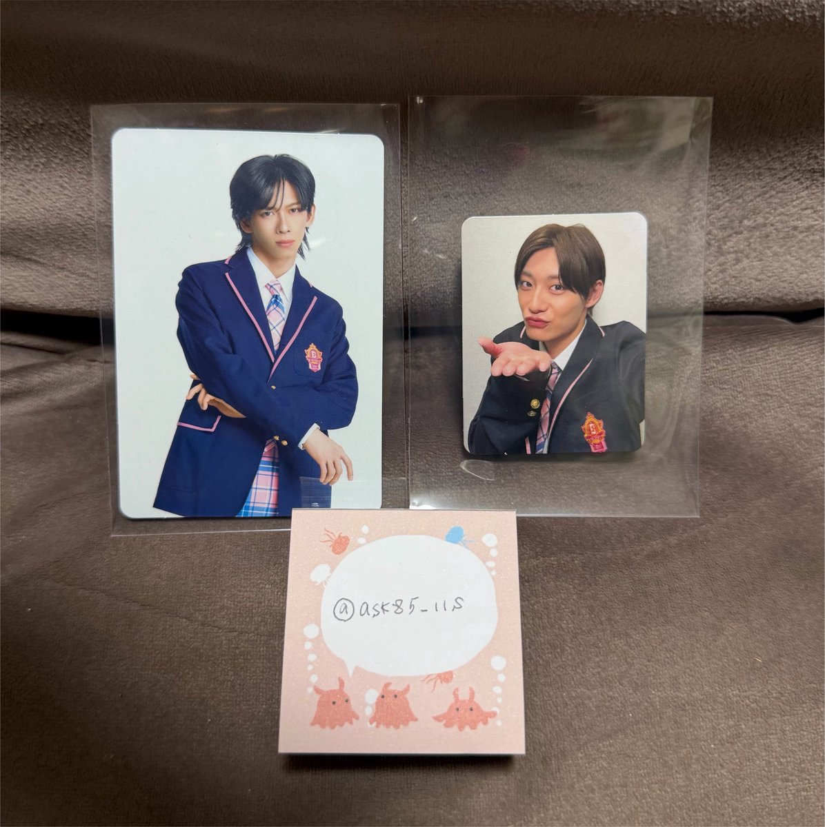 ask85_11s's tweet photo. Yes!東京 EBiDAN トレカ 超特急盤 交換 

譲➡️リョウガ (大)
         アロハ (小)

求➡️シューヤ 

郵送でのお取引希望です。
お気軽にお声掛けください。
よろしくお願いいたします🙇🏻‍♀️ https://t.co/a2Ml6VGXED