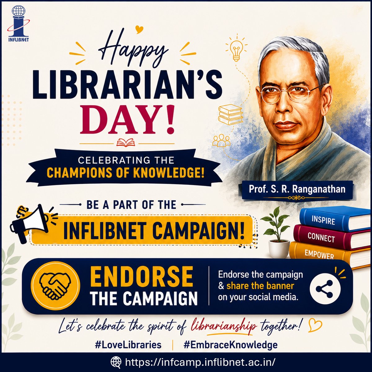 INFLIBNET's tweet photo. ๐โจ Celebrating Librarians & the Power of Knowledge! โจ
Letโs honour those who make knowledge accessible and inspire lifelong learning. ๐
๐ Support the INFLIBNET Campaign โ Endorse & Share!
Register today: https://t.co/4UF3sEy0H9
#LoveLibraries #EmbraceKnowledge #INFLIBNET https://t.co/zq37C1yffm
