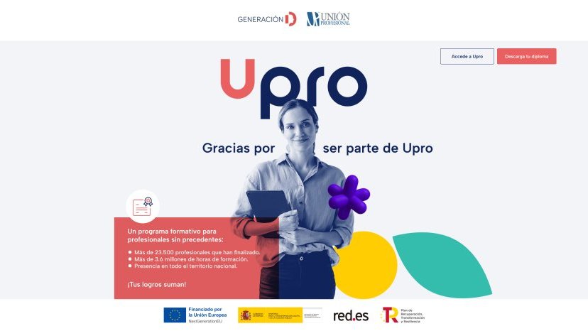 UProfesional's tweet photo. 📌23.500 profesionales de toda España actualizan sus competencias digitales gracias a #Upro.
📌Más de 3,6 millones de horas de formación para impulsar el uso seguro de la IA y afrontar los retos de la transformación digital desde cada profesión. https://t.co/WDPpmCuwoM
