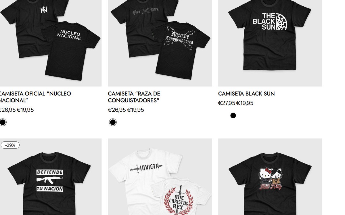 cometeuncagarro's tweet photo. No solo te venden los pasamontañas a precio de oro, también camisetas con fusiles RUSOS🤣 estampados, dibujos de propaganda NAZI, como el sol negro, de sus colegas AZOV, a quien regalamos desde España armas para que trafiquen con ellas y lo mejor: un hello kitty pero de hitler🤣 https://t.co/7quZwOAYMf