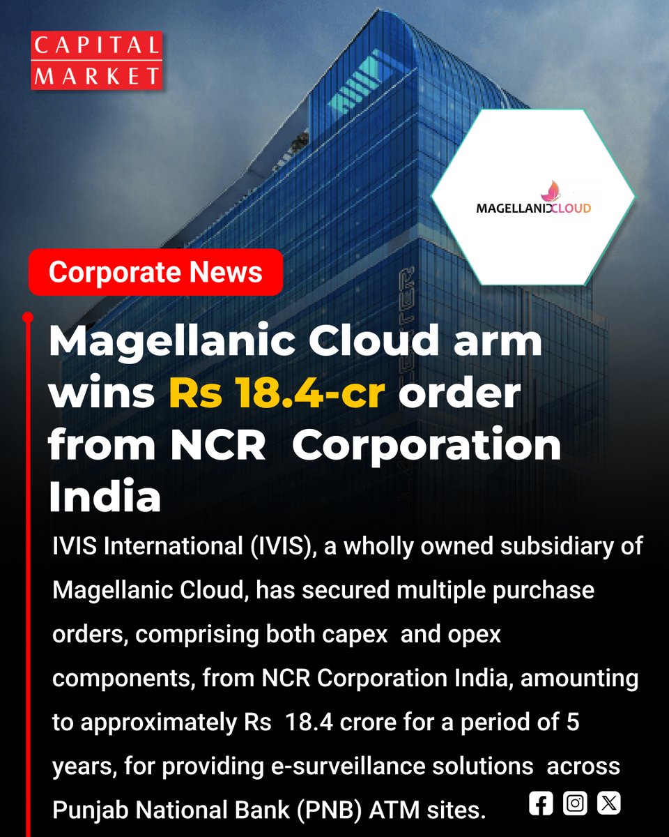 CapitalMarket17's tweet photo. Growth Surge: Magellanic Cloud Arm Lands ₹18.4-Cr Contract from NCR Corporation
https://t.co/wyCgzDyy3W
#MagellanicCloud #NCRCorporation #OrderWin #BusinessNews #CorporateNews #TechNews #ITServices #ContractWin #StockMarketIndia #CompanyNews #IndianMarkets #MarketUpdates #Growth https://t.co/J9xhjeW250
