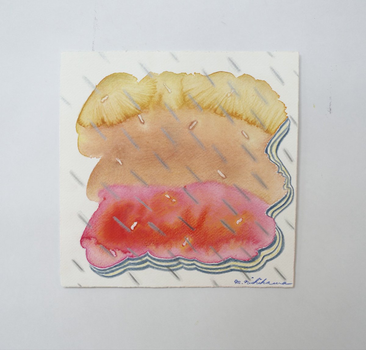 drawing 200×200㎜ 紙に水彩、色鉛筆 2026 水彩と色鉛筆の組み合わせが