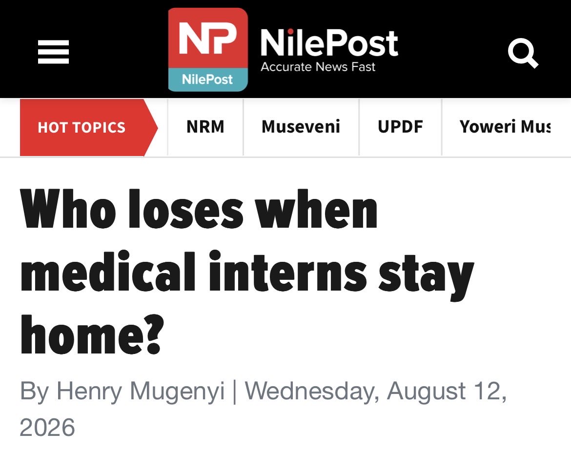 MugenyiHenry_'s tweet photo. Who loses when medical interns stay home? The answer goes beyond doctors and government, it ultimately reaches the patient.

I unpack this in my latest opinion 👉https://t.co/OLWsNM7dEA

@nilepostnews https://t.co/Q8zPOWn6yn