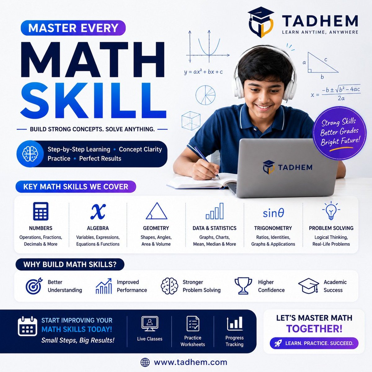 ZenHstdigisx's tweet photo. 📐🚀 Master Math with Tadhem!

Build strong concepts, practice smarter, and improve your problem-solving skills. 💙

Numbers • Algebra • Geometry • Statistics • Trigonometry

🎓 Learn. Practice. Succeed.

🌐 https://t.co/bON3RqmGoa

#Tadhem #MathSkills #Education #LearnMath https://t.co/Oz1snb1hXN