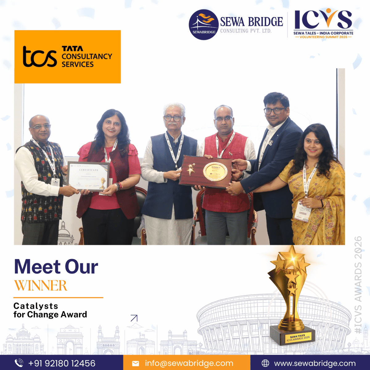Sewa_Bridge's tweet photo. Congratulations to 𝗧𝗮𝘁𝗮 𝗖𝗼𝗻𝘀𝘂𝗹𝘁𝗮𝗻𝗰𝘆 𝗦𝗲𝗿𝘃𝗶𝗰𝗲𝘀 for being recognised as the 𝗪𝗶𝗻𝗻𝗲𝗿 of the 𝗖𝗮𝘁𝗮𝗹𝘆𝘀𝘁𝘀 𝗳𝗼𝗿 𝗖𝗵𝗮𝗻𝗴𝗲 𝗔𝘄𝗮𝗿𝗱 at 𝗦𝗲𝘄𝗮 𝗧𝗮𝗹𝗲𝘀 - 𝗜𝗖𝗩𝗦 𝗔𝘄𝗮𝗿𝗱𝘀 𝟮𝟬𝟮𝟲.

#ICVSAwards #ICVS2026 #SewaTales #CorporateVolunteering https://t.co/Mev1z6N0wT