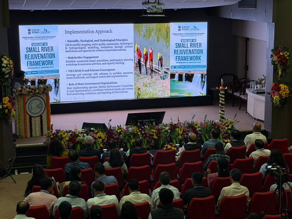 NRCD_MoJS's tweet photo. Technical Session-I | Shaping a Framework for Small River Rejuvenation

As part of Technical Session-I on Hydro-Ecological Restoration, Source Sustainability and Water Security, Shri Zaigham Ali Khan, Joint Secretary, National River Conservation Directorate (NRCD) presented the proposed Small River Rejuvenation (SRR) Framework and recapped the recommendations emerging from the previous workshop.

He highlighted that there is currently no dedicated framework or universally established definition for a “small river”, underlining the need to begin developing a practical framework while keeping the approach open to expert deliberation and refinement.

The presentation outlined key considerations for the framework, including river identification and data gaps, hydrological and ecological assessment, water quality, pollution abatement, water security, ecosystem restoration, community participation and institutional coordination.

Emphasising that small rivers require context-specific solutions, he highlighted the need to consider local hydrology, ecology, community needs and available resources while planning interventions.

The proposed framework also brings attention to nature-based and low-cost interventions, including recharge measures, traditional water bodies, constructed wetlands, riparian vegetation and catchment-area treatment, alongside appropriate technological and monitoring tools.

A key focus of the presentation was the need for continuous monitoring and evaluation, along with clear institutional roles and stakeholder participation, to ensure that interventions remain effective and sustainable over time.

The session also set the context for the working group deliberations, where participants will examine specific thematic areas and contribute recommendations towards developing the framework.

#SmallRiverRejuvenation #RiverConservation #HydroEcologicalRestoration #WaterSecurity #RiverRestoration #NRCD