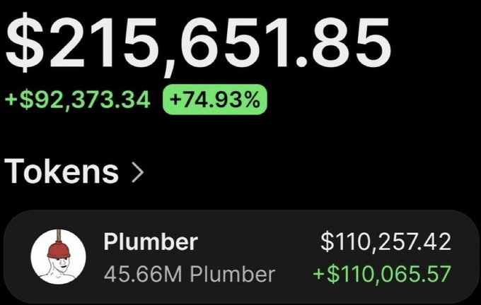 chadscabal's tweet photo. I just woke up to this 🎉🎉🎉 

Holy sh!!t $215,651 profit 🤯🤯🤯🤯 

Called $plumber at 22k mcap  before going to bed in my vip tg Coin now it 3M mcap 💹💹💹💹 

This is insane  how i and my community makes money everyday on memecoin https://t.co/eMFGREbfBV