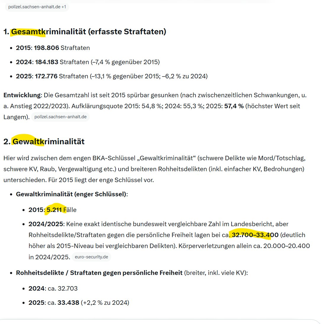 Picro71's tweet photo. @ungemeve So zum Einordnen: Die Redaktion spricht von der Gesamtkriminalität und geht auf keine Aufsplittung ein. Ich finde Verteidigung von Ulrich Siegmund schwach. 

Es steht jedem frei die KI seines Vertrauens zu Gewaltkriminalität in Sachen-Anhalt zu befragen... https://t.co/LfiOon0AqL