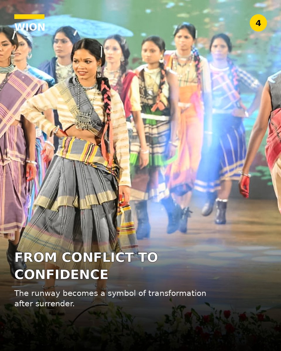 WIONews's tweet photo. From carrying weapons in Bastar's dense forests to walking confidently on a fashion runway - these former women Naxalites showcased a powerful story of surrender, reintegration and transformation, at a fashion show in Chhattigarh's Raipur
.
.
.
#Chhattisgarh #Naxalism #Bastar https://t.co/TjvP7QxhqA