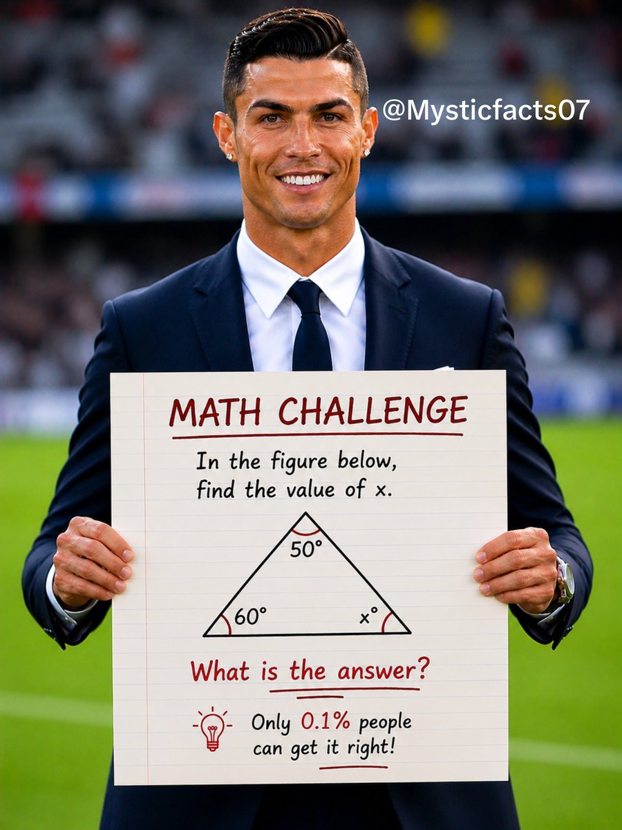 Mysticfacts07's tweet photo. 🔺 Only 0.1% can solve this triangle correctly! What’s your answer? 🧠👇 https://t.co/ReqYXfXPc2