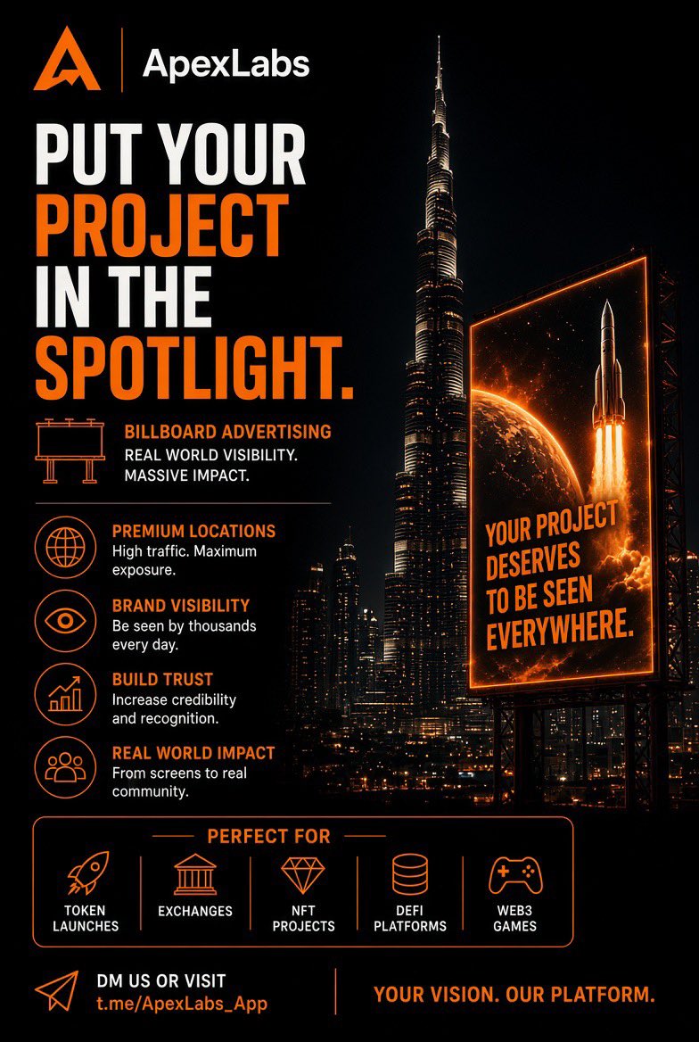 Apexlabs_App's tweet photo. ApexLabs – Premier Listing & Marketing Agency

Looking for a trusted partner to elevate your crypto project’s visibility, credibility, and sustainable growth?

ApexLabs delivers end-to-end listing and marketing solutions designed to help projects stand out in a competitive market and build lasting momentum.

Some Our Core Services
• CoinMarketCap listing and supply verification
• CoinGecko listing and token updates
• DEXTools and DexScreener trending campaigns
• Tier-1 and Tier-2 exchange listings
• Liquidity provision and market-making support
• Strategic PR and media coverage
• Community building and social media marketing
• Binance Live AMAs and X Spaces AMAs
One dedicated partner. Comprehensive growth solutions tailored for the crypto ecosystem.
Ready to discuss your project?
Message us directly to explore how we can support your next phase of growth.

Telegram Contact: https://t.co/tTxYBNCo1h
Official Channel: https://t.co/fPmA9QA1ju

#CryptoMarketing #CoinMarketCap #CoinGecko #ExchangeListing #DexScreener #Blockchain #Web3 #CryptoServices