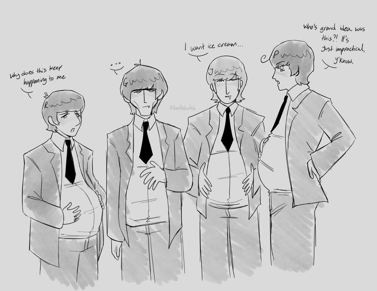 beatlebutch's tweet photo. i was being held hostage and told to draw pregnant beatles for my freedom : /            (it’s a birthday gift im sorry) https://t.co/jH63m8edQY