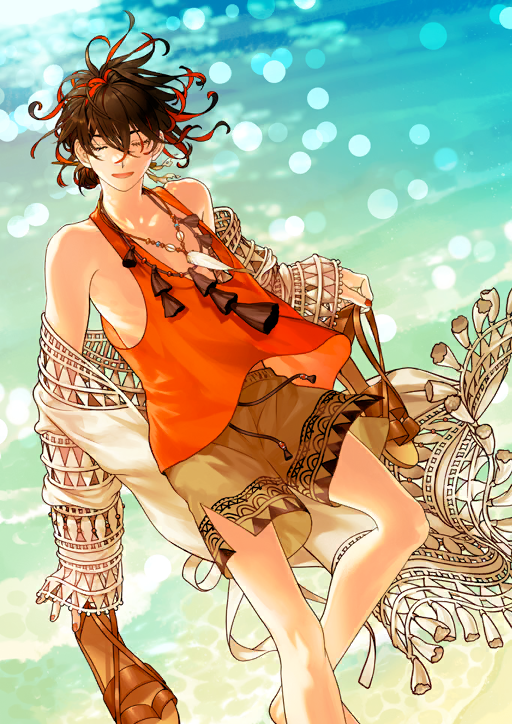 KaroshiMyriad's tweet photo. Summer spiritron dresses for Dante Alighieri, Hassan of the Shining Star, and Bedivere #FGO #fgospoilers https://t.co/1VnAnAkVXz