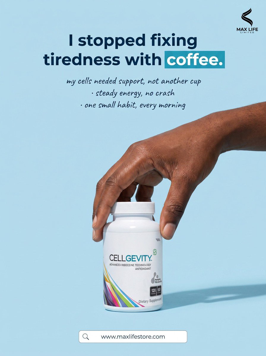Maxlife_nig's tweet photo. I stopped fixing tiredness with coffee. ☕✋
My cells needed support, not another cup. One small habit every morning — Cellgevity, powered by Advanced RiboCeine® Technology.
What number cup are you on today? Be honest. 👇
→ https://t.co/JhlZdy7BLd
#Cellgevity #MaxLife https://t.co/PsiM0tev7d