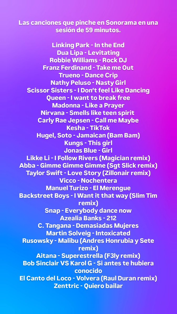 emeDJ's tweet photo. Las canciones que pinche en el cierre de Sonorama en 59 minutos. https://t.co/JzCj2mZ8M6